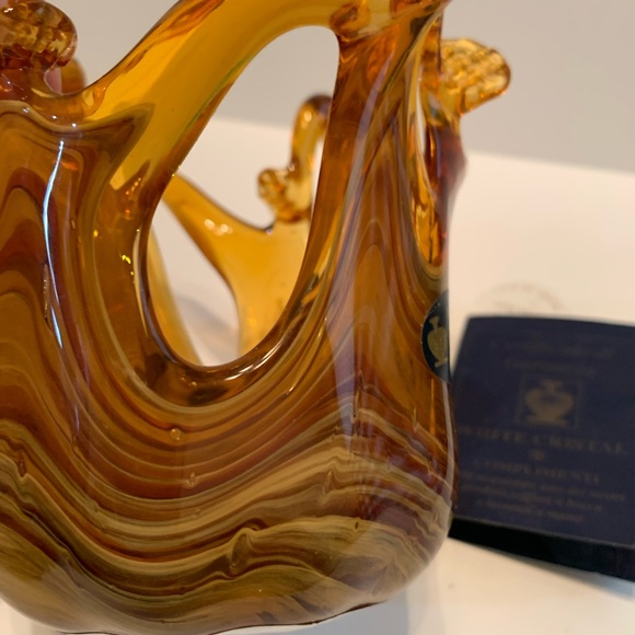 Handmade Small Glass Sculptured Bowl by White Crystal and Marked Made in Italy - Picture 4 of 15